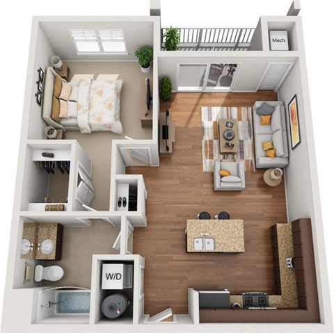 1 bedroom 1 bathroom floorplan